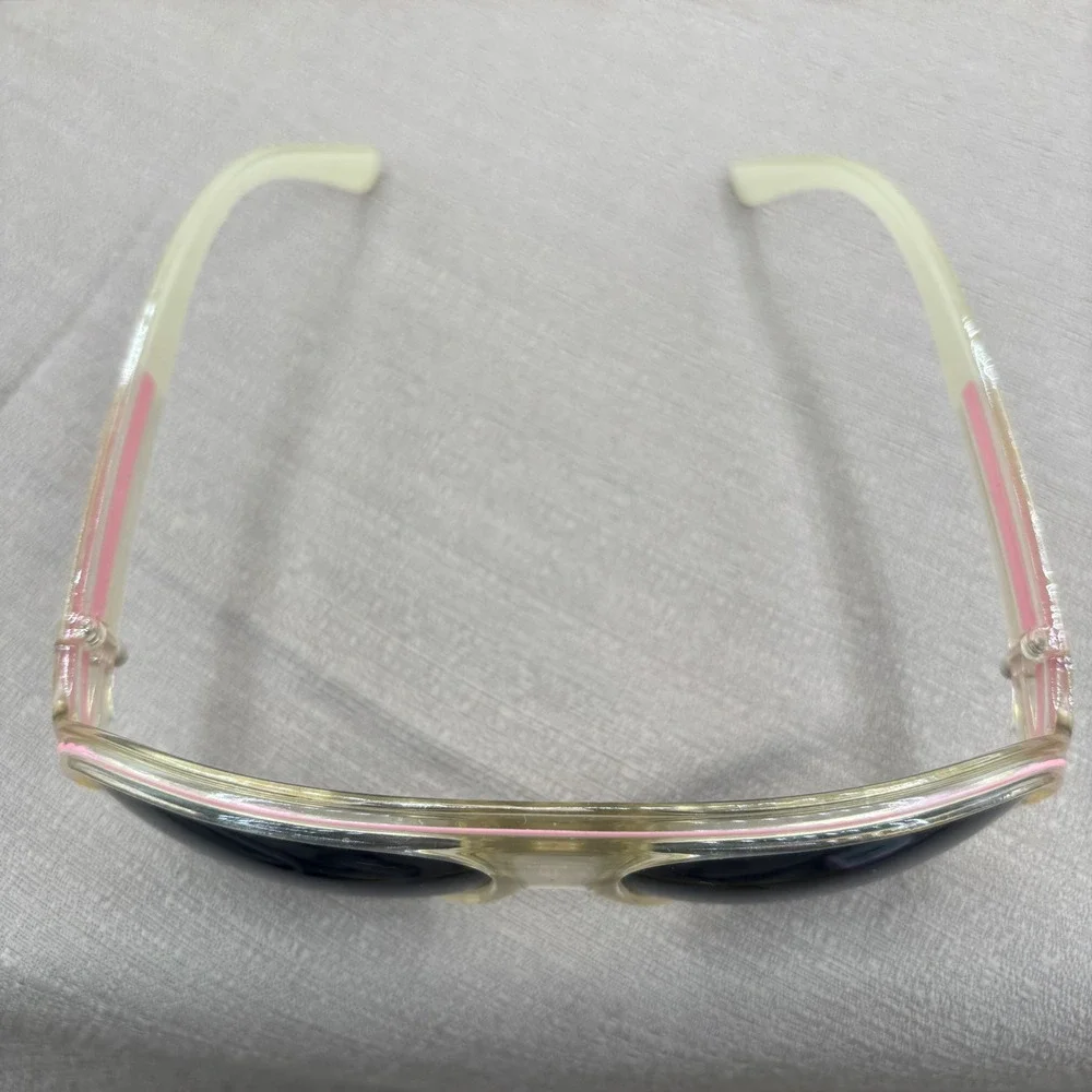 Vintage Aviator Sunglasses Women OS Clear Pink 80s Retro-Futuristic